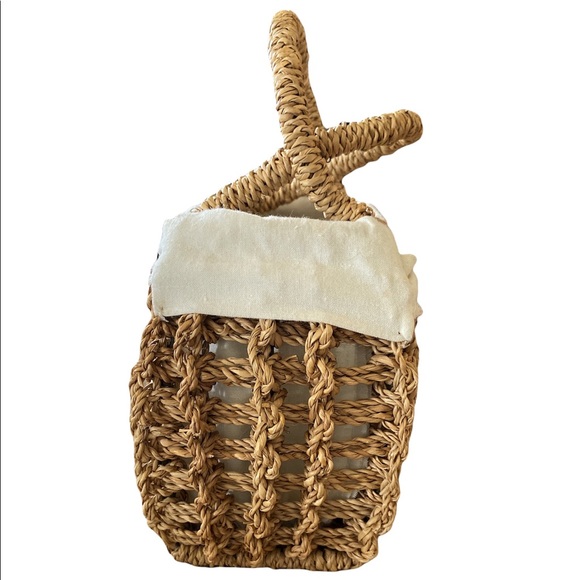 Boho Woven Basket Bag or Caddy with Lining - Picture 3 of 6